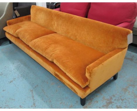 SOFA, handmade in orange chenille, 230cm x 77cm x 72cm H.