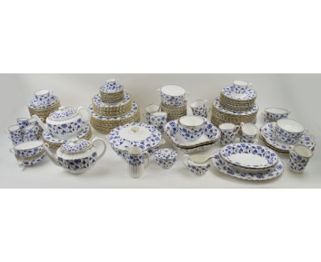 SPODE PART DINNER SERVICE, 'Colonel' pattern, with a blue trailing flowering tendril design (162 pieces). (Packaging not prov