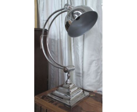 DESK LAMP, of large proportions, in chromed metal finish, 75cm H. 