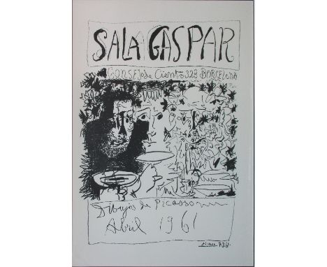 PABLO PICASSO (Spanish,1881-1973), 'Drawings of Picasso Poster, Sara Gaspar, Three Drinkers', 1961, 83cm x 63cm, original lit