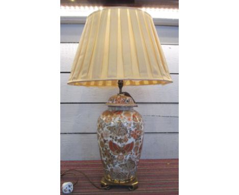 TABLE LAMP, 20th century Chinese ceramic decorated with butterflies in sepia tones, 56cm H, plus a shade. 