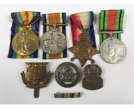 A 1914-15 Star with British War and Victory medals to S 7806Pte H G Webb, Army Ordnance Corps, together with Silver War Badge