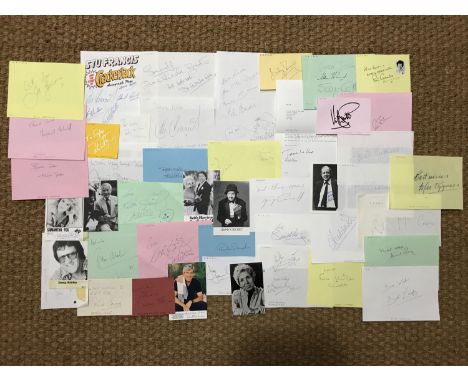 [Autographs / Actors, Entertainers and Celebrities] Signatures including Samantha Fox, Max Bygraves, Bobby Davro, Hannah Gord