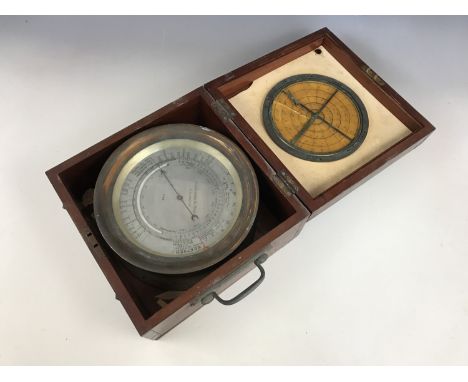 A Victorian marine / ship's barometer and thermometer by Lawrence & Mayo of Calcutta, in mahogany transit case, instrument be