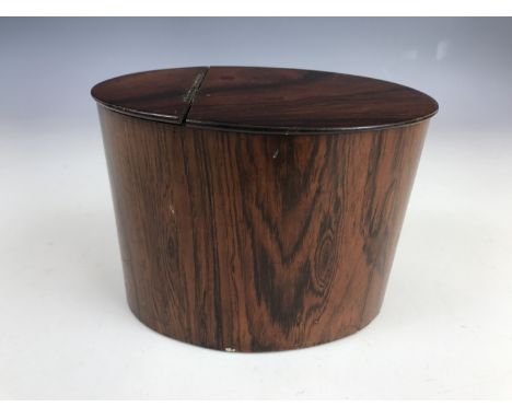 A late Georgian rosewood tea caddy, of oval section with hinged cover, 13 cm  