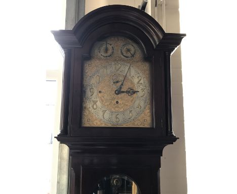 A fine late 19th / early 20th Century English three-train long case clock, retailed by Edward Ewen of Dumfries, the eight-day