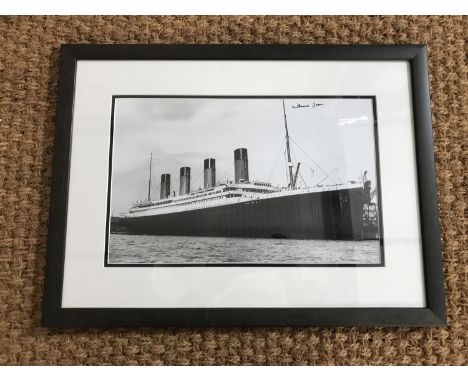 [Autograph / RMS Titanic] Photograph of the RMS Titanic signed in pen and ink by Eliza Gladys "Millvina" Dean (1912-2009), fr