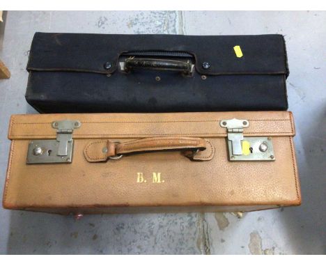 Three vintage suitcases plus two ladies hand bags