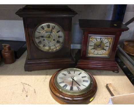 Walnut cased 'Alarm / Silent' clock together with a Sychronome Electric wall clock and another mantel clock (3)