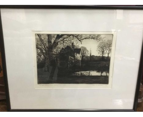 Alfred Blundell (1883-1968) etching - Pond Hall, Ipswich, signed and inscribed and numbered 44/75, 17 x 25cm, glazed frame