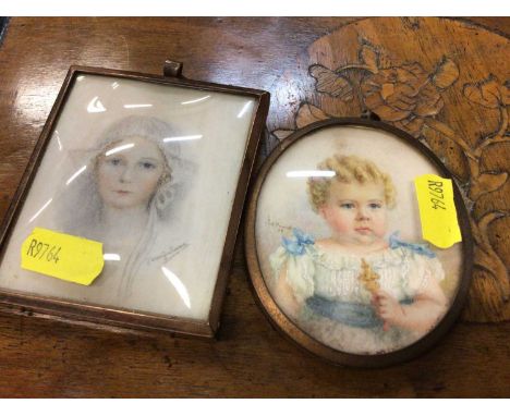 Two portrait miniatures, both signed