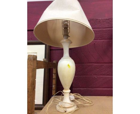 Stone based table lamp and shade