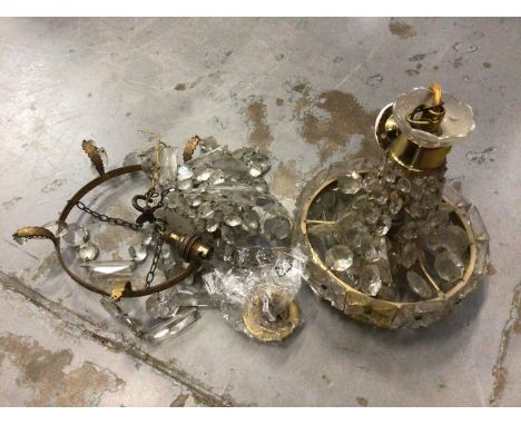 Two pendant glass drop light fittings