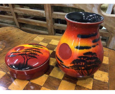 Poole vase and box, decorated with the African Sky pattern