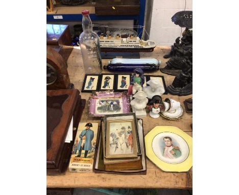 Quantity of Napoleon items, including a Staffordshire figure and other ceramics, pictures, etc, together with a Sunderland lu
