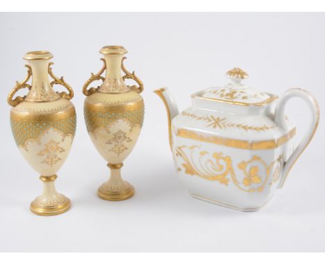 Viennese style porcelain tea ware; Villroy &amp; Bosch planter; decorative teaware, etc. (2 boxes)
