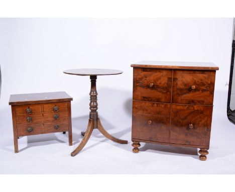 Victorian mahogany occasional table, circular fixed top, turned and ringed column, tripod splayed legs, diameter 49cm, height