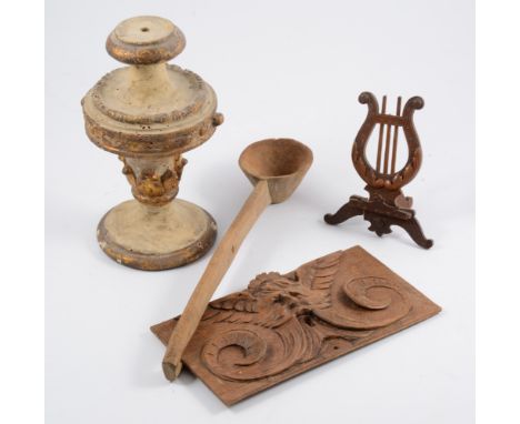 Oak cased mantel clock, silvered dial, movement striking on five gongs, width 35cm; an oak cased wall barometer, painted and 