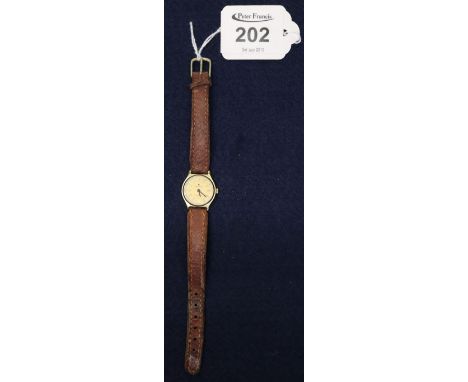 Junghans gold plated ladies quartz wristwatch with leather strap. (B.P. 24% incl. VAT)