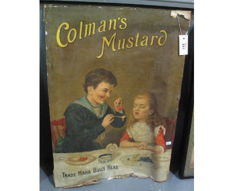 Vintage Coleman's mustard advertising poster, trademark Bull's head, coloured print, unframed. 68 x 52cm approx.(B.P. 24% inc