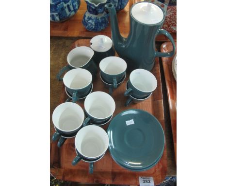 Poole pottery teal ground coffee set. (B.P. 24% incl. VAT)