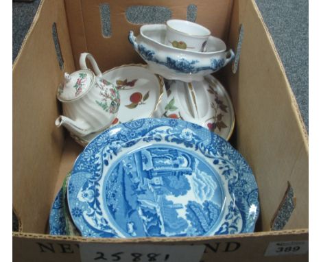 Box of assorted china to include; Copeland Spode's Italian plates, Royal Worcester Evesham oven to tableware items including;