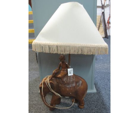 Plaster table lamp base in the form of an elephant with shade. (B.P. 24% incl. VAT) CONDITION REPORT: Failed PAT test. Some l