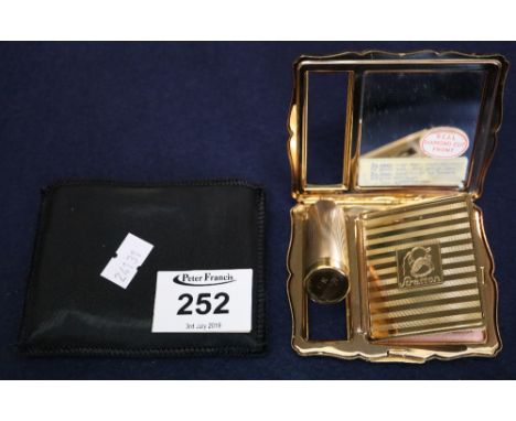 Stratton gilt metal compact with lipstick holder and mirror in slip case and original box. (B.P. 24% incl. VAT)