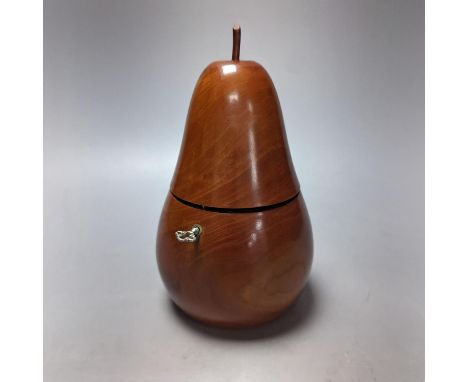 A George III style fruitwood pear shaped tea caddy, 21 cms high.