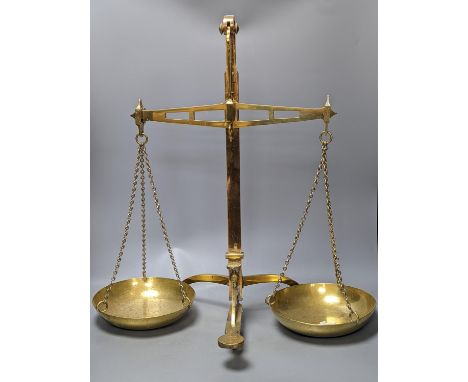 A pair of DeGrave &amp; Co., London brass beam scales 59cm