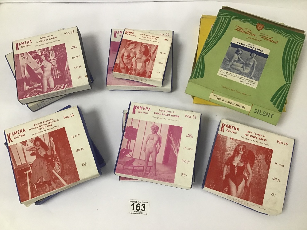 A GROUP OF EARLY NUDIST FILM REELS INCLUDING WALTON FILMS SEEN IN A a-group-of-early-nudist-film-reels-including-walton-films-seen-in-a