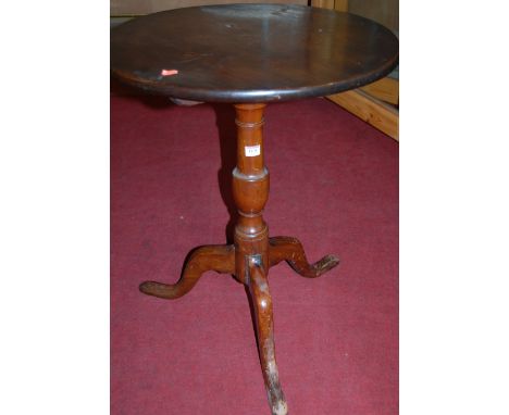 A George III mahogany pedestal tilt top tripod table, together with a walnut piecrust topped example (latter A/F) (2)