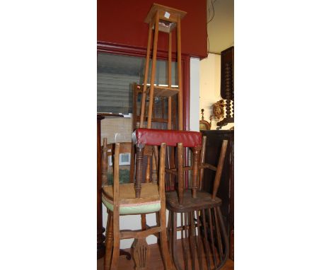 Occasional furniture to include; pair of stickback kitchen chairs, elmseat stickback kitchen chair, beech side chair, walnut 