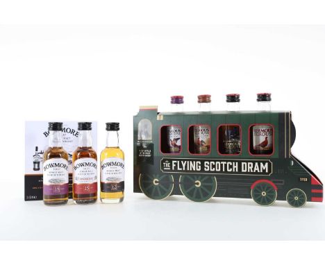 THE FLYING SCOTCH-DRAM MINIATURE SET AND BOWMORE MINIATURE SET BLENDED WHISKY  Famous Grouse - 40% ABV / 5clFamous Grouse Smo