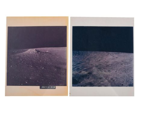 Pete Conrad Two lunar views:1) View to southwest from the Lunar Module (from a panorama sequence)19 November 1969 EVA 1Vintag