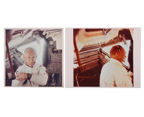 Neil ArmstrongA set of two photographs:1) Buzz Aldrin while communicating with Mission Control Vintage chromogenic print on r