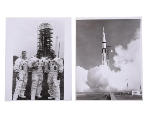 NASA and Bill TaubA group of four photographs, comprising:1) A portrait of Apollo 7 prime crew after an emergency egress test