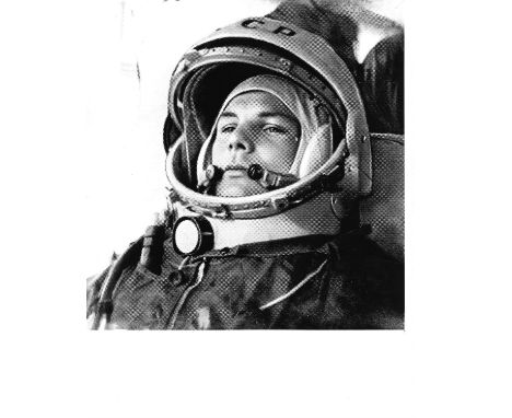 A set of seven early portraits of cosmonauts in their flight gear, including: 1) Yuri Gagarin; the first human in space and i