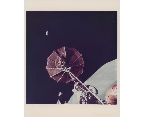 Harrison SchmittEugene Cernan and the Earth above the antenna of the Lunar Rover14 December 1972Vintage chromogenic print on 