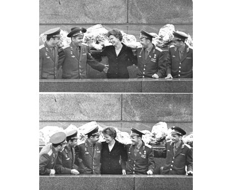A set of six group photographs of cosmonauts in their uniforms during various official eventsSix vintage gelatin prints on fi
