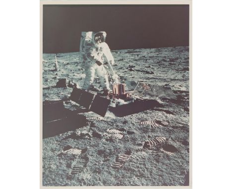Neil Armstrong Buzz Aldrin with the deployed Passive Seismic Experiment Package (PSEP) 20 July 1969Vintage chromogenic print 