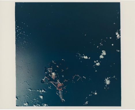 David ScottThe Lunar Module 'Spider' with landing gear deployed. Earth is seen in the background3-13 March 1969Vintage chromo