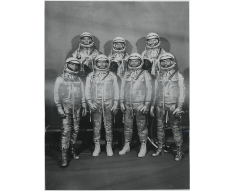 Two photographs of the seven Project Mercury astronauts, comprising:1) Ralph MorseThe 'Mercury Seven' astronauts at Langley A