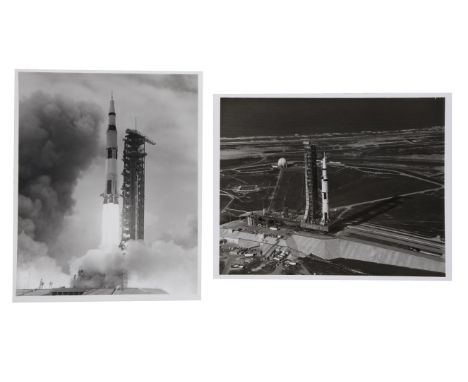 NASAA pair of photographs depicting the historic moment, comprising:1) Apollo 11 Saturn V just seconds after lift-off.16 July