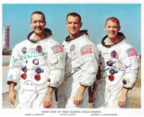 NASAOfficial portrait of the Apollo 9 crewSigned by all three astronauts, James McDivitt, David Scott and Russell Schweickart