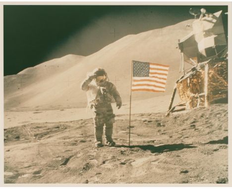 James IrwinDavid Scott saluting the American flag2 August 1971Vintage chromogenic print on resin-coated Kodak paper, 25.4 x 2