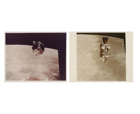 James IrwinTwo views of the Command Module "Endeavour" during pitcharound in lunar orbit, nose-on and nose down views with Sc