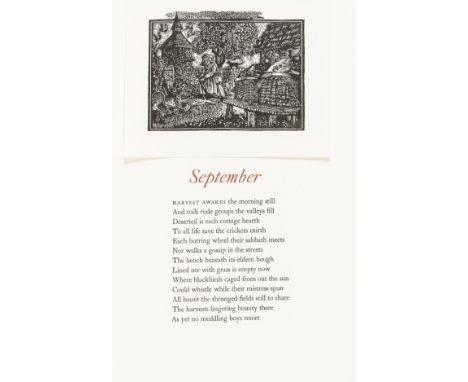 Clare (John) The Shepherd's Calendar, number 157 of 500 copies signed by the artist and printer, mounted wood-engravings by J