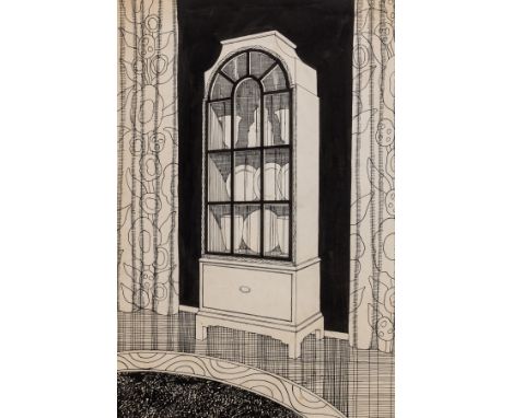 NO RESERVE Palmer-Jones (William John) China cabinet design, pen and black ink on wove paper, extensively inscribed in pencil