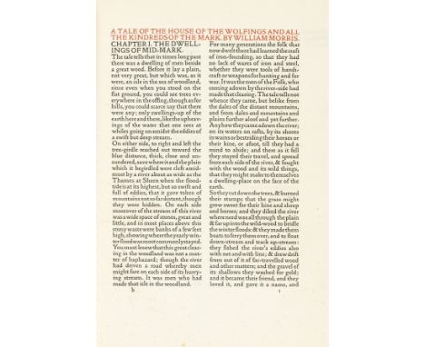 NO RESERVE Morris (William) A Tale of the House of the Wolfings..., [one of 315 copies], printed in red &amp; black in Kelmsc